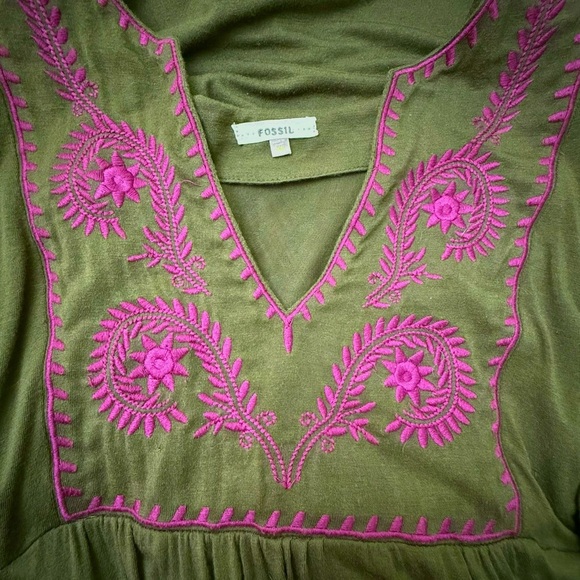 Fossil Olive Green Midi Dress with 3/4 Sleeves - Picture 6 of 7